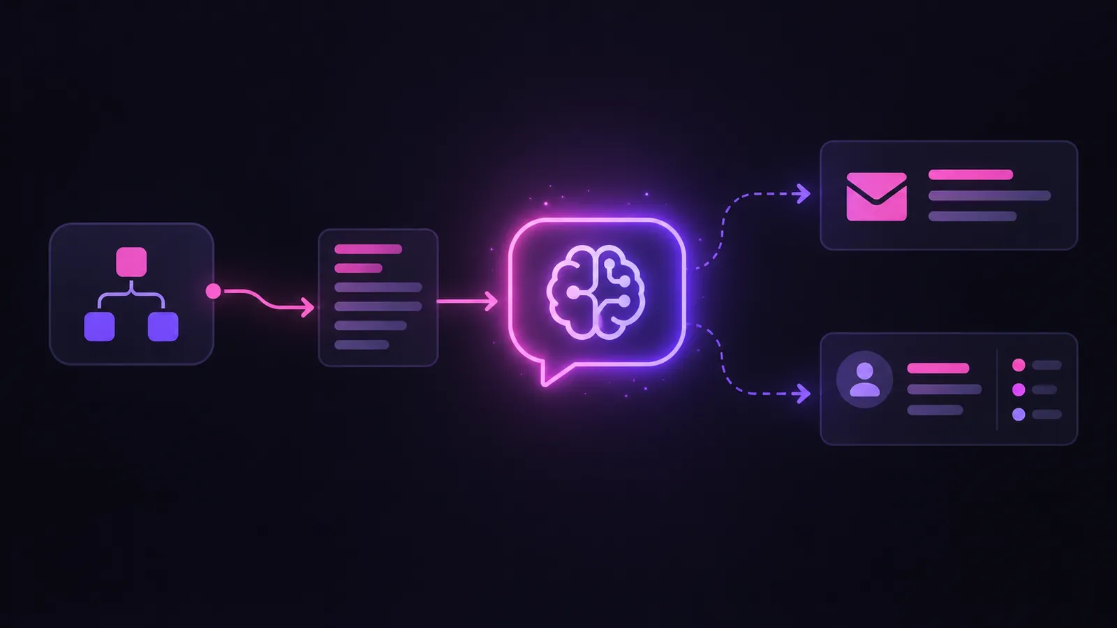 Workflow wysyła tekst do modelu AI i odbiera podsumowanie do poczty i CRM